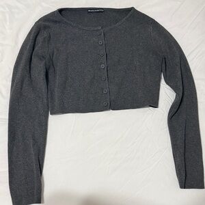 Brandy Melville Gray Cropped Button Cardigan